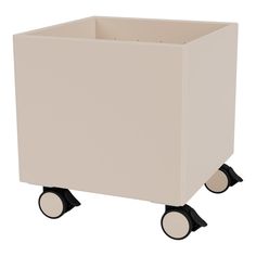 a white box with wheels on a white background