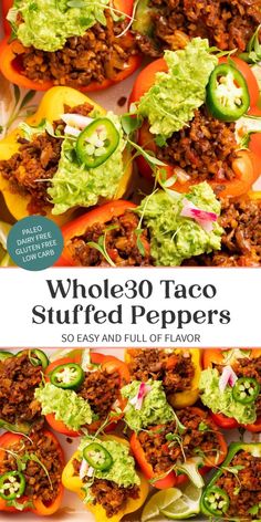 the cover of whole 30 taco stuffed peppers