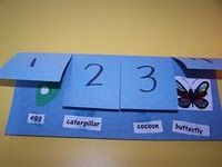 a blue paper cutout with numbers and butterflies on it