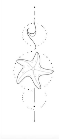 a starfish is shown in black and white with dots on the bottom of it