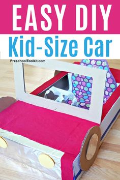 an easy diy kid size car made out of cardboard