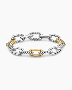 DY Madison Chain Bracelet in Sterling Silver with 18K Yellow Gold, 11mm Gold Chain Bracelet, Women's Bracelets, Gold Bracelet Chain, Yellow Gold Bracelet, Yellow Gold Chain, High Jewelry, David Yurman, Unique Engagement Rings, Jewelry Pouch