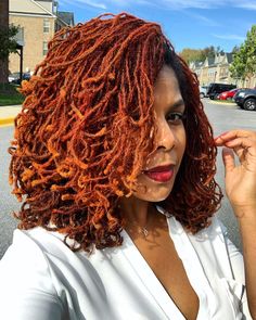 Sisterlocks Color, Copper Red Hair Dye, Sisterlock Hairstyles, Microlocs Inspiration, Locs Color, Loc Colors, Dyed Locs, Colored Locs, Red Copper Hair Color