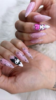 #nails #nailsofinstagram #nailart #kuromi #mymelody Sanrio Nails Kuromi, Kawaii Nails Long, Nails Kuromi, Kuromi Acrylic Nails, Uñas Kuromi, Kuromi Nail Art, Kuromi Nails Acrylic