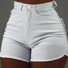 Shorts Jeans Branco, Body Decor, Short Blanc, Tokyo Street Fashion, Ripped Denim Shorts, Jeans For Short Women, Cheap Shoes, Wholesale Shoes, High Waisted Shorts Denim