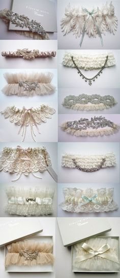 various wedding garters are shown in many different styles