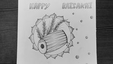 a drawing of a fish with the words happy basakh on it's back