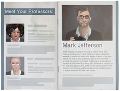 an open book with pictures of people on the page and text that reads meet your professionals mark jefferson