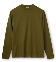 Long Sleeve High Neck T-Shirt, Algae, 200 g/m2 100% Supima Cotton Brown Long Sleeve Shirt, Full Sleeve Tshirt, T Shirt Png, Brown Tshirt, Embroidered Clothes, Supima Cotton, Character Outfits, What I Wore, Full Sleeve