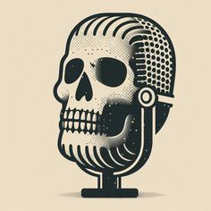 a skull with a microphone in it's mouth