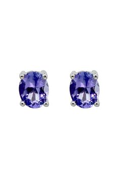 Effy 14K White Gold Oval Tanzanite Stud Earrings, 0.65 TCW Tanzanite Studs, Tanzanite Jewelry, Tanzanite Earrings, Effy Jewelry, Jewelry Stand, White Stone, Sapphire Ring, Gold Metal, Sapphire