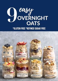 an image of overnight oats in jars with the text 9 easy overnight oats