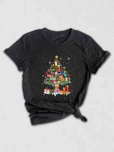 This Art Teacher Christmas Tree T-Shirt is a funny and stylish shirt perfect for art teachers and art lovers. It features a unique design of a Christmas tree made up of various art supplies. This shirt makes a great Christmas gift and is also available as a cozy Christmas sweatshirt.Art Teacher Christmas Tree T-Shirt, Funny Art Teacher Shirt, Painter Tee, Art Lover Shirt, Christmas Gift, Christmas Sweatshirt Dark Grey Casual  Short Sleeve  Animal,Cartoon,Christmas,Colorblock,Figure,Geometric,Graphic,Letter,Plaid,Striped,Plants,Textured Pattern    Women Clothing, size features are:Bust: ,Length: ,Sleeve Length: Pta Shirts, Quilt Shirt, Book Tree, Cute Christmas Shirts, Xmas Tees, New Years Shirts, Cartoon Christmas, Christmas Tree Shirt, Charming Christmas