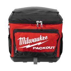 a red and black bag with the word milwaukee on it