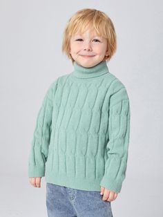 Mint Green Casual  Long Sleeve Acrylic Plain Pullovers Embellished Slight Stretch Fall/Winter Toddler Boys Clothing Toddler Boy Sweater, Winter Pastels, Mint Sweater, Clothing Guide, Drop Shoulder Sweater, Pastel Outfit, Drop Shoulder Sweaters, Boys Sweaters, Christmas Minis