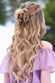 #hairstyle #fashion #ideas #style #beautiful #modern #beauty #yulia #julia #salishcheva Down Curly Hairstyles, Hoco Hairstyles, Fishtail Braid, Wedding Hairstyles Half Up Half Down, Wedding Hair Down, Penteado Cabelo Curto, Braided Hairstyles For Wedding, Prom Hairstyles