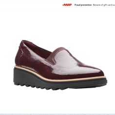 New Without Tags, Please Check All Our Photos The Ladies Clarks Sharon Dolly Burgundy Patent Platform Loafer Is A Stylish And Comfortable Choice For Women. These Loafers From Clarks Feature A Burgundy Patent Upper, Adding A Touch Of Sophistication To Your Outfit. The Sharon Dolly Loafer Is Designed With A Platform Sole, Providing Height And A Modern Look. The Slip-On Style Offers Convenience And Ease Of Wear, While The Cushioned Footbed Ensures All-Day Comfort. Whether Paired With Casual Or Dressier Attire, The Ladies Clarks Sharon Dolly Burgundy Patent Platform Loafer Combines Style And Comfort For A Versatile And Fashionable Footwear Option. Red Sole Slip-on Flats For Work, Work-appropriate Slip-on Flats With Red Sole, Casual Flats With Red Sole For Workwear, Casual Workwear Flats With Red Sole, Dressy Attire, Platform Loafers, Womens Clarks, Clarks Shoes, Flat Shoes Women