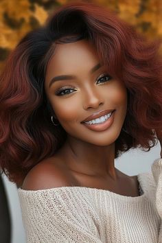 Warm Tone Hair Color, Autumnal Hair, Hair Color For Black Women, African American Hair Color, Color Ideas For Black Women, Black Women Hair Color, Raven Hair, Fav Hairstyles, Hair Colors For Black Women