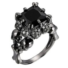 Skull Wedding Ring, Gothic Engagement Ring, Gorgeous Rings, Skull Wedding, Mens Stainless Steel Rings, Sunflower Ring, Sunflower Jewelry, Black Wedding Rings, Flower Engagement Ring