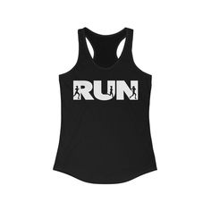 Run Women's Ideal Racerback Tank Team Running Shirts Marathon Shirt Running Gift  Shirt Running 5K 10K Gifts for Runner Mud Run This RUN  slim fit tank-top will turn heads. Bystanders won't be disappointed - the racerback cut looks good on any woman's shoulders.  Material:  60% combed ring-spun cotton,  40% polyester Extra light fabric (3.9 oz/yd² (132 g/mn.: Slim fit\n.: Tear-away label\n.: Runs smaller than usual Fitted Racerback Tops With Letter Print, Racerback Tops With Letter Print And Stretch, White Racerback Running Top, Graphic Print Racerback Tops For Workout, Racerback Sports Top With Graphic Print, Racerback Top With Graphic Print For Sports, Graphic Print Racerback Gym Top, Graphic Print Racerback Top For Gym, Summer Racerback Running Tops