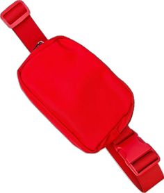 a red bag with two straps hanging from it