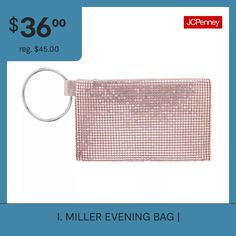 This shimmery mesh bag features bangle-style hardware that you can slip over your wrist while carrying, perfect for a night out!Features: Pocket, Embellished, Accessory PocketClosure Type: ZipperPockets: 1 Inside Slip PocketMetal Color: GrayMeasurements: 1 Depth/Inches, 6.1 Height/InchesBase Material: 95% Aluminum, 5% PolyesterFabric Description: MeshLining Material: SyntheticCare: Spot CleanCountry of Origin: Imported Bangles Style, Mesh Bag, Evening Bags, Night Out, Bangles, Mesh, Handbags, The Originals, Color