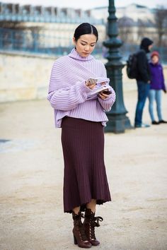 Winter Office Wear, Yoyo Cao, Lavender Outfit, Street Style 2016, Looks Street Style, Street Style Inspiration, Fall Street Style, Fashion Mode, Street Chic