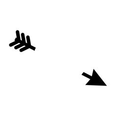 two black arrows pointing in opposite directions on a white background with one arrow up and the other down