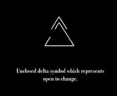 a black and white photo with the words, unsolced delta symbol which represents open to change