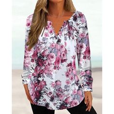 Season:Fall,Spring; Fabric:Polyester; Sleeve Length:Long Sleeve; Look After Me:Machine wash,Washable,Wet and Dry Cleaning; Gender:Women's; Theme:Floral; Style:Tunic,Basic; Elasticity:Micro-elastic; Tops Type:Blouse,Shirt,Henley Shirt; Occasion:Holiday,Casual; Top Length:Regular Tops; Fit Type:Regular Fit; Pattern:Floral; Design:Buttons,Print; Neckline:Round Neck; Brand:Shall We; Front page:FF; Listing Date:08/16/2023; Production mode:External procurement; Bust:; Length:; Sleeve:; Fit US Size:; F Blue Spring, Spring Fabric, Henley Shirt, Basic Long Sleeve, Women Shirts Blouse, Blouse Shirt, Tunic Blouse, Floral Style, Henley Shirts