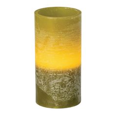 a green and yellow vase sitting on top of a table