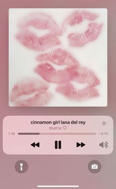 an mp3 player with pink lipstick on it's screen and the words cinnamon girl lana del rey