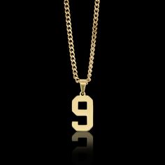 Our Gold Sport Number Necklaces are a testament to the love for the game. Crafted with the toughest 316L stainless steel and PVD coated with 18K Gold, these sport number necklaces feature a 24" curb chain and number of your choosing. Whether you're an athlete looking to rep your sport number or a fan repping the number of your favorite athlete, this gold number necklace is a symbol of your passion and commitment to the game. Select the number pendant that holds significance to you – your lucky n Number Plate Necklace, Number 30 Necklace, 7 Necklace Number, Lucky Number Necklace, Number 9 Necklace, Collegiate Font, Number Jewelry, Sports Numbers, Number Necklace