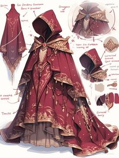 an image of a dress with hoods and capes on the shoulders, as well as instructions for how to wear it