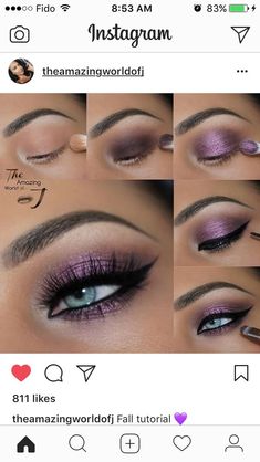 Natural Dramatic Eye Makeup, Wedding Makeup Ideas For Hooded Eyes, Purple Makeup For Hooded Eyes, Purple Eye Makeup For Hooded Eyes, Wedding Makeup For Blue Eyes Purple, Wedding Day Makeup Purple, Purple Bride Makeup, Makeup To Match Purple Dress, Light Purple Wedding Makeup