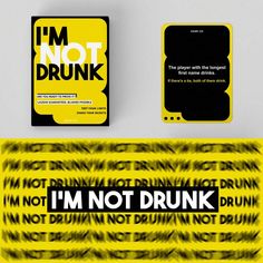 some yellow and black business cards with the words i'm not drunk on them