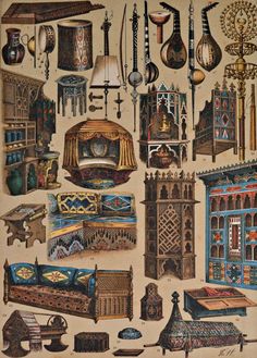 an illustration of many different types of furniture