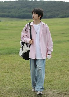 Pink And White Stripes Oversized Shirt | Soobin - TXT Pink M Casual Pink Shirt With Pockets, Spring Casual Streetwear Shirt, Oversized Pink Shirt With Pockets, Basic Spring Streetwear Shirt, Basic Long Sleeve Shirt For Spring, Basic Long Sleeve Spring Shirt, Pink Spring Shirt For Streetwear, Pink Spring Streetwear Shirt, Oversized Basic Shirt For Spring