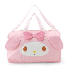 Sanrio Character Face-Shaped Boston Bag is released in Japan Today~! A foldable Boston bag that's perfect for when your luggage suddenly increases. The cinnamon face design is very eye-catching★It comes with a belt that can be passed through the bar of a carry case, making it easy to move around♪ When stored: Approx. W24 x D3 x H18cmWhen in use: Approx. W48 x D22 x H30cm (excluding handles and shoulder strap)Handle length: Approx. 44cmShoulder strap length: Approx. 55-106cm Material: Polyester, nylon ●Zipper closure●Exterior: 1 zipper pocket, with belt that can be attached to the bar of a carry case●Interior: 1 zipper pocket●Detachable shoulder strap●Weight capacity: Approx. 10kg●Can be folded and stored compactly in the inner pocket●Recommended age: 3 years and over●Model height: 162cm Ph Sanrio Luggage, Character Face Design, Sanrio Characters My Melody, My Melody Face, My Melody Bag, Character Face, Denim Patches, Patch Design, Boston Bag