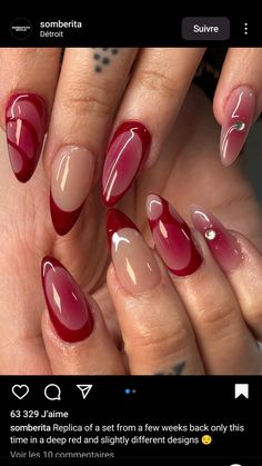 Black Red Aura Nails, Red Cat Eye Nails Design, Euphoria Nails, Acrylic Nails Nude, Eye Nail Art, Casual Nails, Work Nails