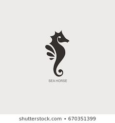 the sea horse logo is black and white