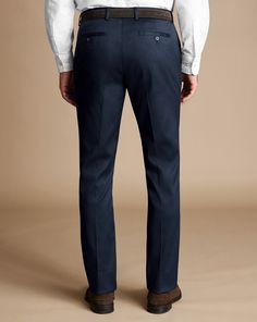 Smart Stretch Texture Trousers - Denim Blue | Men's Charles Tyrwhitt Smart Stretch Texture Trousers - Denim Blue Size W30 L30 Cotton Slim Fit Denim Blue Pants With Pockets, Denim Blue Slim Fit Bottoms For Work, Fitted Denim Blue Bottoms For Business Casual, Fitted Denim Pants With Welt Pockets, Classic Slim Cotton Pants, Fitted Denim Blue Pants For Business Casual, Fitted Denim Blue Bottoms With Welt Pockets, Fitted Denim Bottoms With Welt Pockets, Blue Slim Fit Denim Pants