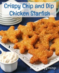 crispy chip and dip chicken starfish on a plate