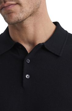 Fine-gauge wool provides luxe comfort in a trim polo knit with long sleeves that layers easily and looks splendid on its own. 26 1/2" length (size Medium) Point collar Long sleeves 100% wool Dry clean or hand wash, dry flat Imported Fitted Cashmere Polo Sweater In Fine Knit, Fitted Cashmere Polo Sweater With Fine Knit, Fitted Fine Knit Cashmere Polo Sweater, Formal Merino Wool Fine Knit Top, Collared Wool Tops For Winter, Formal Collared Merino Wool Top, Fitted Cashmere Polo Sweater For Formal Occasions, Winter Cashmere Polo Sweater With Seamless Collar, Wool Polo Collar Tops For Workwear