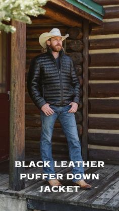 We love these men’s leather down jackets! The slim fit of this premium black leather puffer jacket keeps you warm without too much bulk. Outfit it with jeans and boots for an easy rugged look. Fitted Puffer Jacket For Outdoor Activities In Fall, Fitted Puffer Jacket For Fall Outdoor Activities, Rugged Winter Outerwear For Outdoor Work, Rugged Black Outerwear For Winter, Rugged Black Outerwear For Outdoor, Rugged Black Winter Outerwear, Fitted Fall Hiking Outerwear, Fitted Outerwear For Outdoor Activities In Fall, Black Outerwear For Hiking And Ski Season