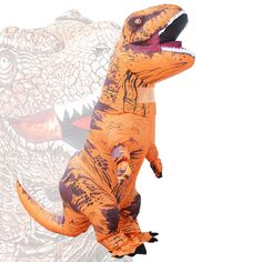 an inflatable dinosaur costume is shown on a white background