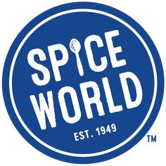 the space world logo is shown in white and blue