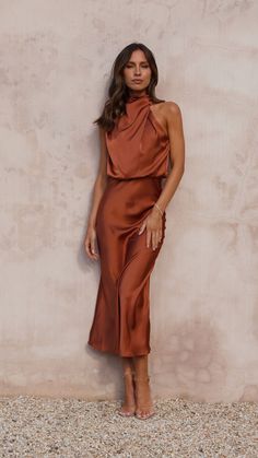 COLOR ONLY!!!!! Earth Tone Wedding Guest Outfits, Earth Tone Dresses Wedding Guest, Earth Tone Dresses, Bridesmaid Dresses Color Palette, Wedding Neutral, Earth Tone Wedding, Earth Tone Dress, Club Attire, Autumn Dresses