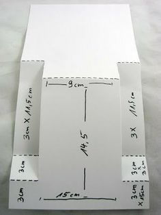 three pieces of paper with measurements for each piece on the bottom one side is cut in half