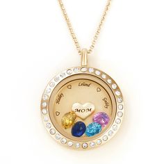 If you're looking for the perfect personalized gift, this customized floating locket is sure to please. Start by engraving on heart charm and disc inside, along with up to five colored stones to represent birthday or some of life’s most meaningful milestones, made with gorgeous silver/yellow gold/rose gold plating over stainless steel,this engraved floating locket is a special gift for any special occasion. Jewelry makes a great gift - surprise your loved ones with this necklace any time of the year. Chain Type: O-chainMaterial: Copper Personalized Locket Necklace For Birthday And Mother's Day, Personalized Round Locket Necklace For Mother's Day, Personalized Gold Locket Necklace For Birthday, Mother's Day Birthday Locket Necklace, Best Gift For Mom, Special Occasion Jewelry, Best Gifts For Mom, Family Necklace, Colored Stones